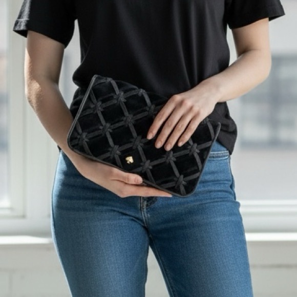 Kate Spade Black Velvet Clutch - Picture 2 of 4